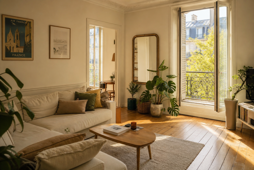 Intérieur chaleureux et lumineux d’une maison