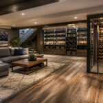Sous sol amenage salon rangement et cave a vin