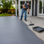 Renovation de patio application de peinture grise