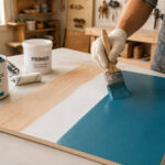 Peinture de contreplaque en bleu sarcelle